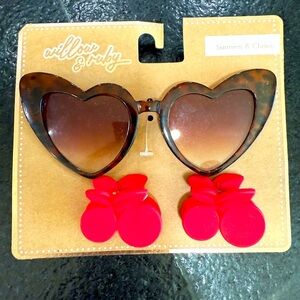 Willow & Ruby Kid's Fun Sunglasses with Hair Clip Set for Girls